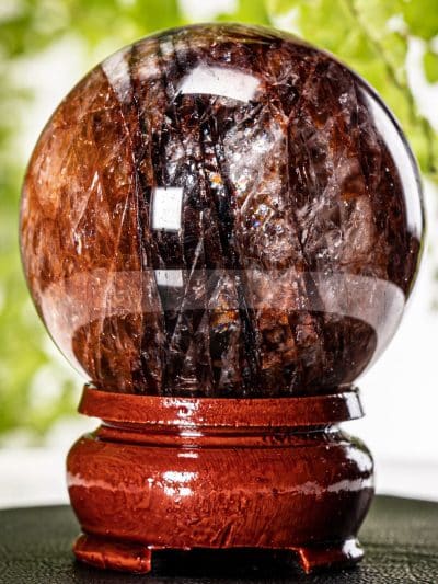 Polished Hematoid Included Quartz Sphere With Stand