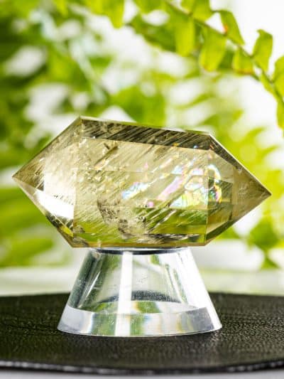 Polished 12 Sided Vogel Cut Rainbow Citrine Quartz Wand