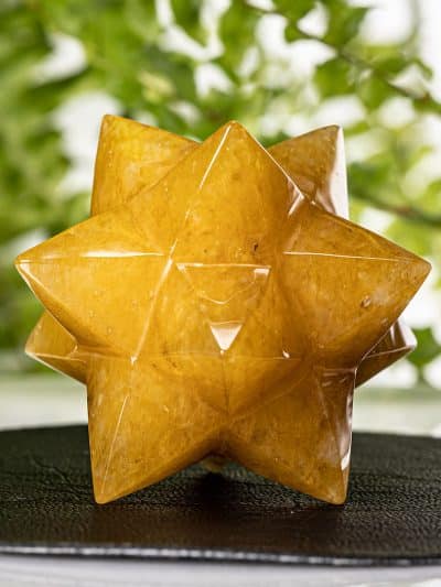 Polished Golden Quartz Double Merkaba Dodecagram 12 Pointed Star