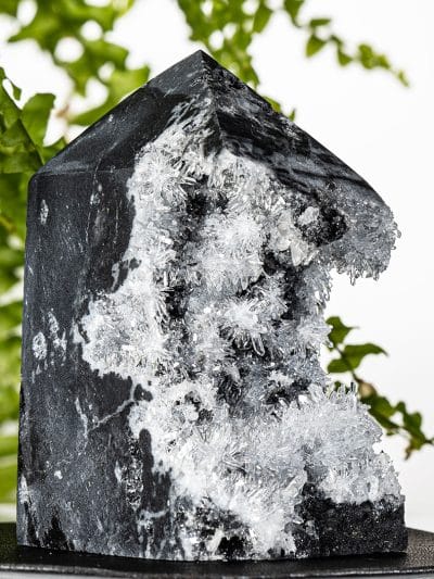Cut Quartz Tower With Clear Quartz Cluster Cavity