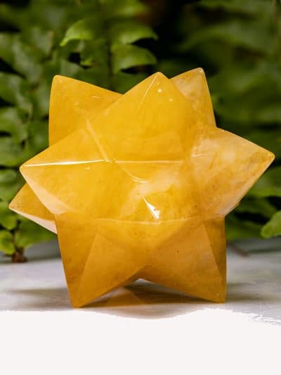 Polished Golden Quartz Double Merkaba Dodecagram 12 Pointed Star