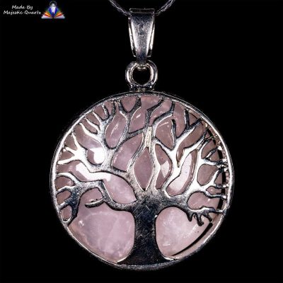 Rose Quartz Tree Of Life Pendant