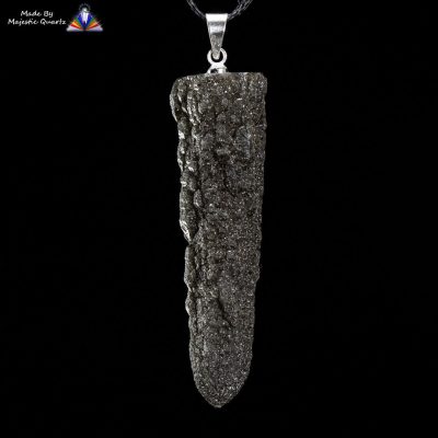 Mongolian Green Hedenbergite Included Etched Quartz Crystal Pendant