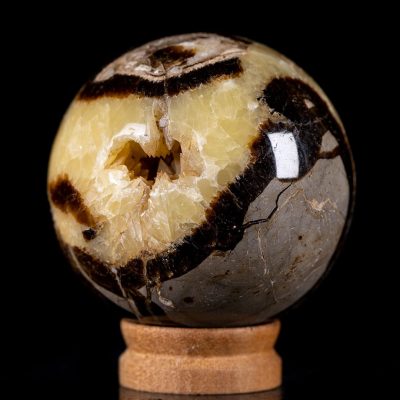 Polished Septarian Sphere with Crystal Cave