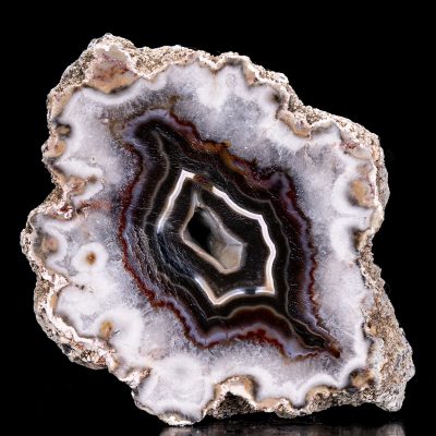 Polished Agate Slice with Crystalized Cavities