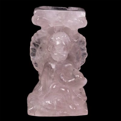 Polished Rose Quartz Cherub Angel Sphere Stand