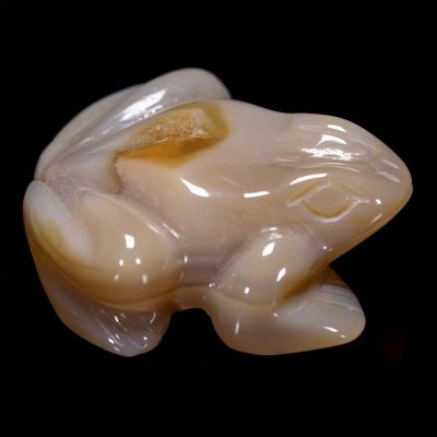 Agate Carved Frog with crystallized Cave