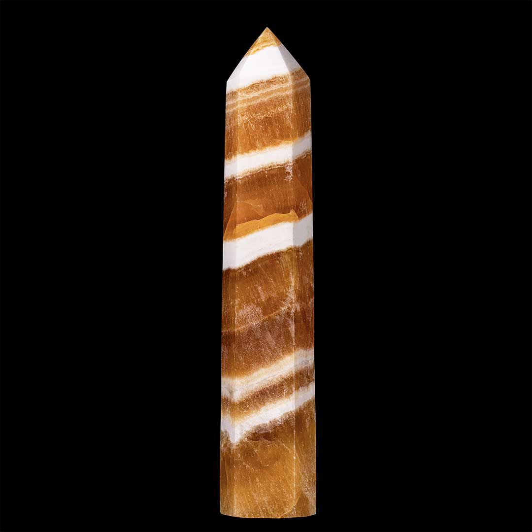LARGE Polished Banded Honey Calcite Tower/Point
