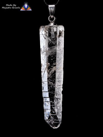 Natural Colombian Silver Light Lemurian Seed Channel Laser Quartz Pendant