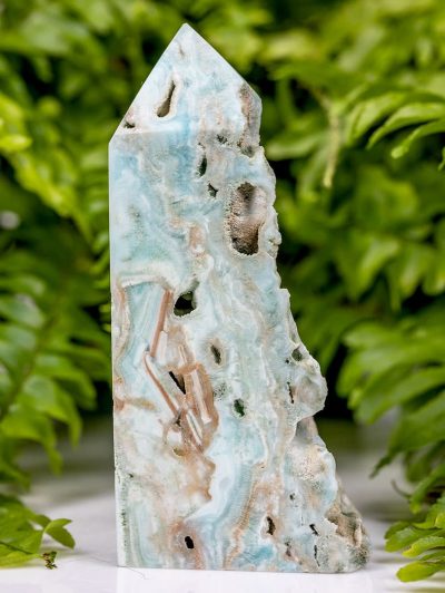 Polished Caribbean Blue Calcite Point/Tower