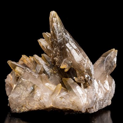 RARE Limonite Included Etched Smoky Quartz Crystal Cluster