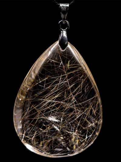 Polished Gold Rutilated Quartz Pendant