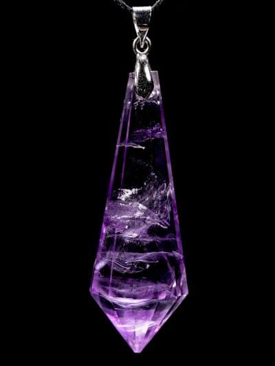 Polished 12 Sided Amethyst Quartz Pendant