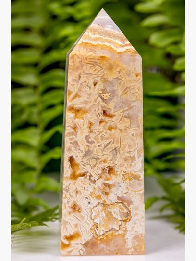 Polished Yellow Crazy Lace Agate Point/Tower