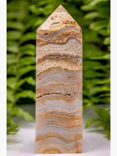 Polished Yellow Crazy Lace Agate Point/Tower