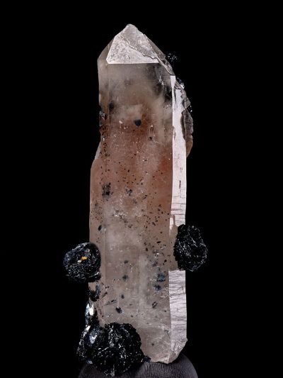 Inner Mongolian “Pink Heart” Hematite Included Quartz Crystal with Specularite Rosettes