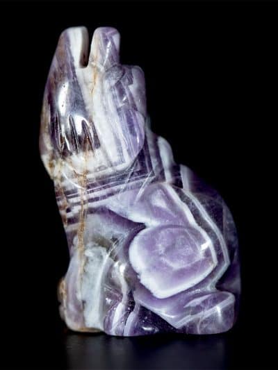 Chevron Amethyst Wolf Carving