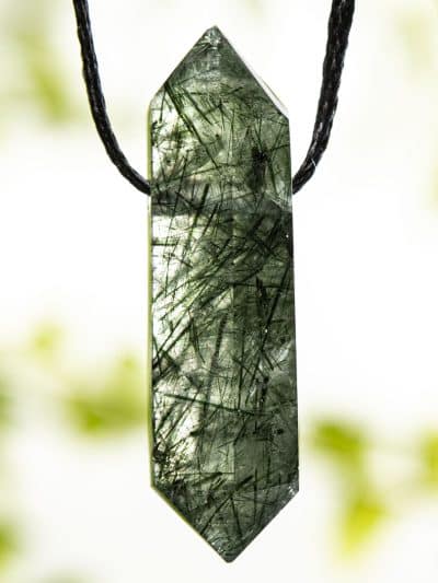 Polished Ultra Grade Actinolite Included Quartz Pendant