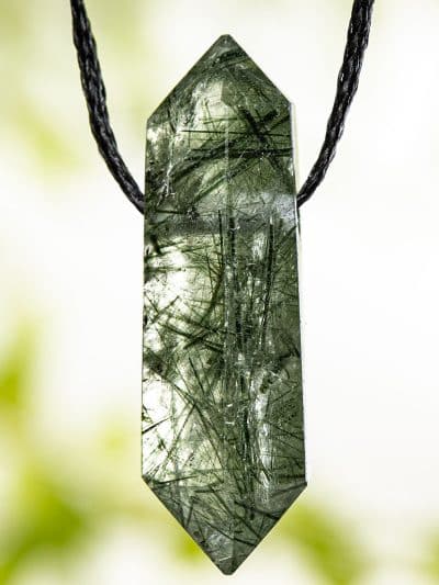 Polished Ultra Grade Actinolite Included Quartz Pendant
