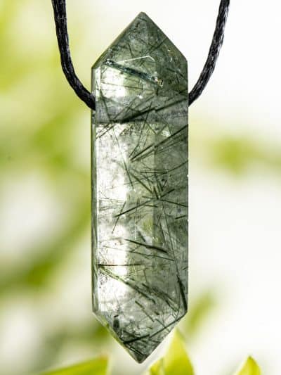 Polished Ultra Grade Actinolite Included Quartz Pendant