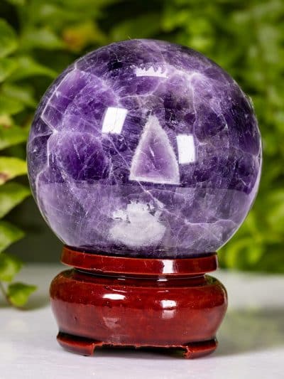 Chevron Dream Amethyst Polished Sphere WITH Base