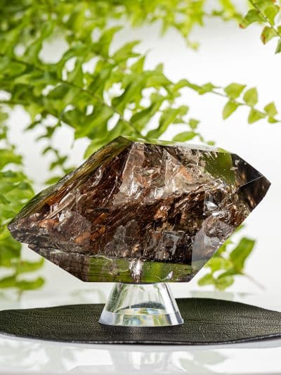 Polished Elestial Clay Included Rainbow Quartz Crystal