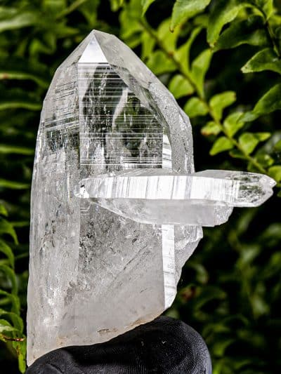 Colombian Self-Healed Silver Light Lemurian Seed Quartz Rainbow Crystal With Babies On The Side