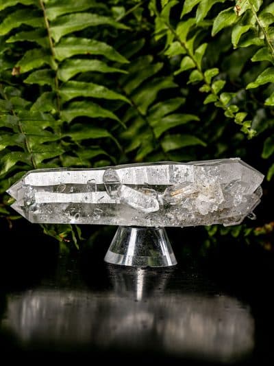 Colombian Double Terminated Twin Silver Light Lemurian Seed Quartz Starbrary Rainbow Crystal With Babies On The Side