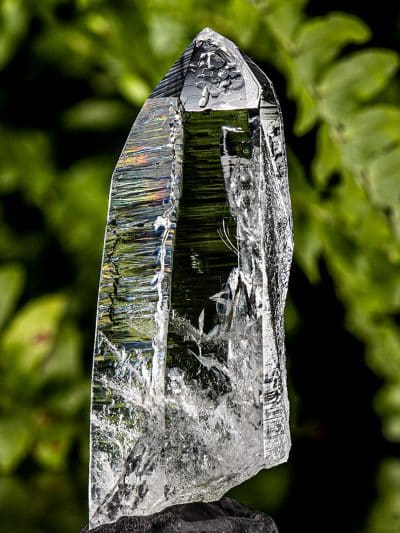 Colombian Silver Light Etched Lemurian Seed Rainbow Quartz Crystal