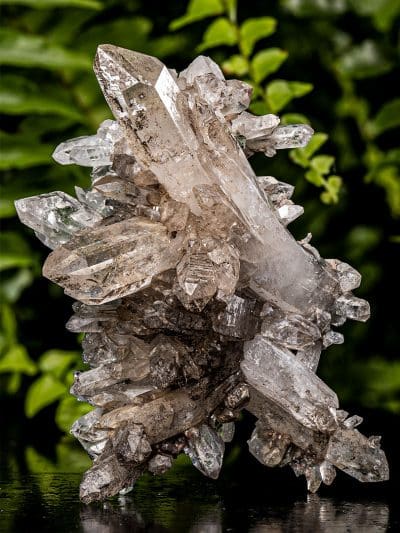 Colombian Green Clinochlore Included Smoky Quartz Cluster