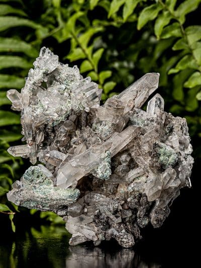 Colombian Green Clinochlore Included Smoky Quartz Cluster