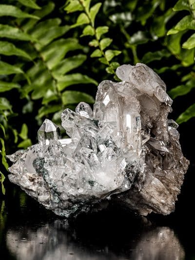 Colombian Green Clinochlore Included Self-Healed Smoky Quartz Cluster