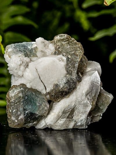 Ladder Fluorite on Cascading Milky Quartz Crystal Cluster
