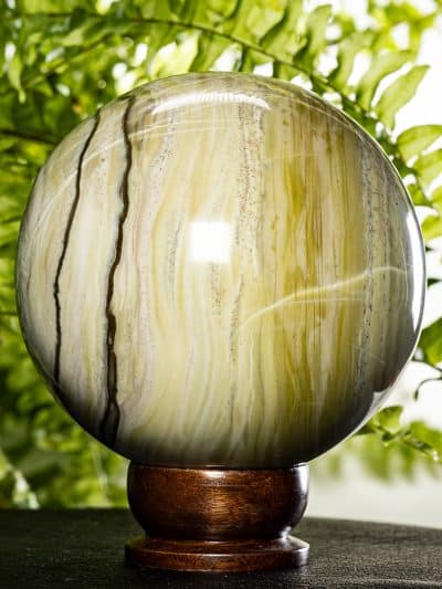 Large Banded Calcite Sphere With Stand