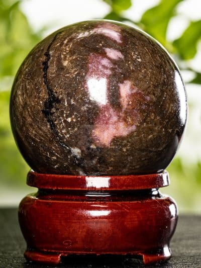 Rhodonite Sphere With Stand