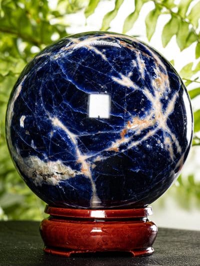 Ultra Grade Polished Sodalite Sphere With Stand