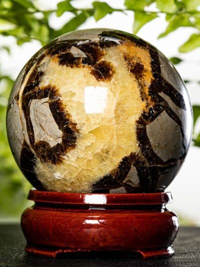Polished Septarian Sphere With Stand