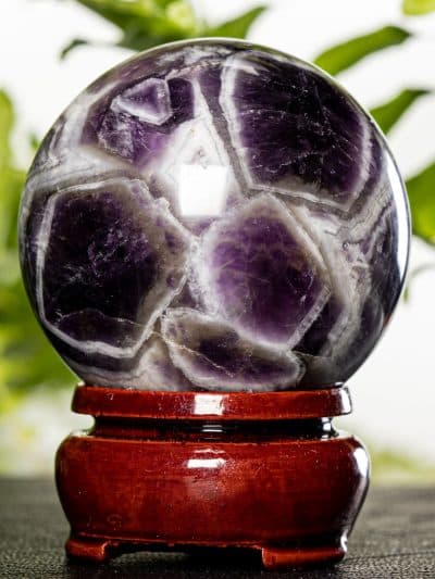 Chevron Dream Amethyst Polished Sphere With Stand