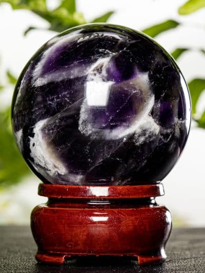 Chevron Dream Amethyst Polished Sphere With Stand