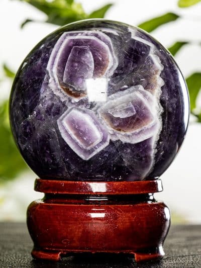 Chevron Dream Amethyst Polished Sphere With Stand
