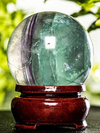 Polished Rainbow Fluorite Sphere With Stand