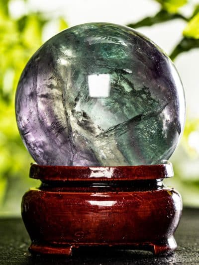 Polished Rainbow Fluorite Sphere With Stand