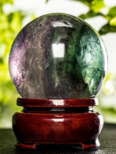 Polished Rainbow Fluorite Sphere With Stand