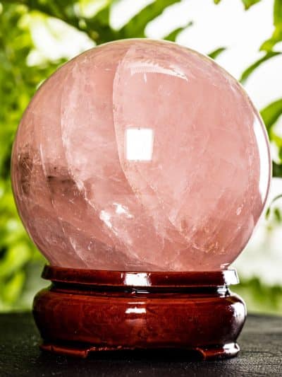 Star Rose Quartz Polished Sphere With Stand