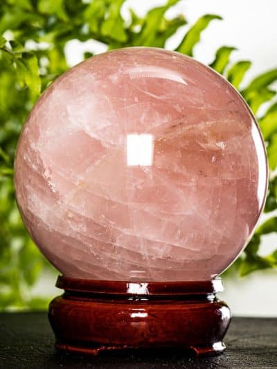 Rose Quartz Polished Sphere With Stand