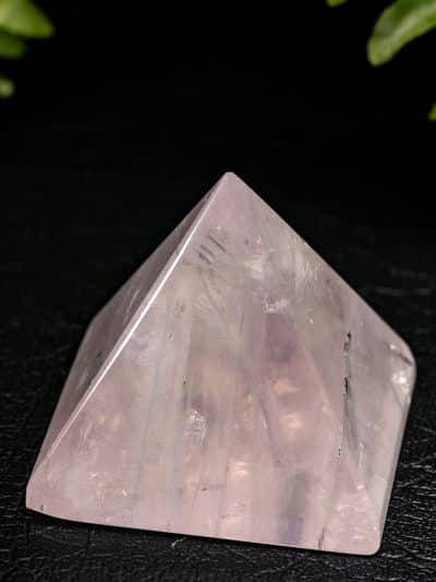 Polished Gemmy Grade Rose Quartz Pyramid With Rainbows