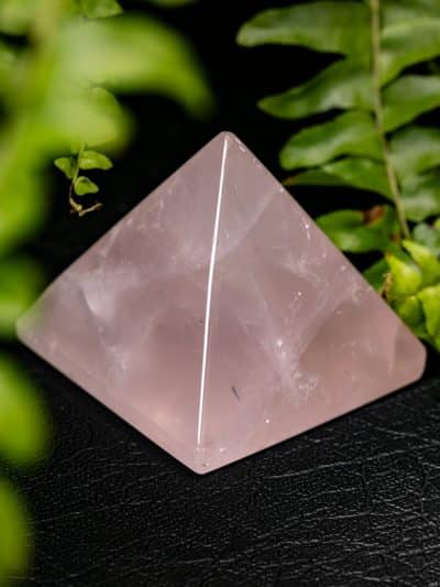 Polished Rose Quartz Pyramid With Rainbows