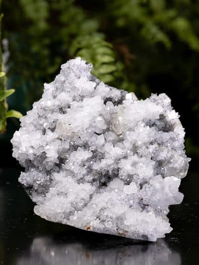 Golden Calcite On Druzy Quartz Cluster