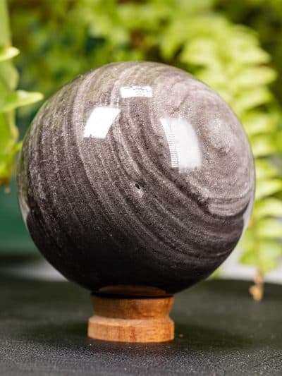 Banded Silver Sheen Obsidian Sphere