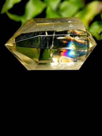 Polished 12 Sided Vogel Cut Rainbow Citrine Quartz Wand